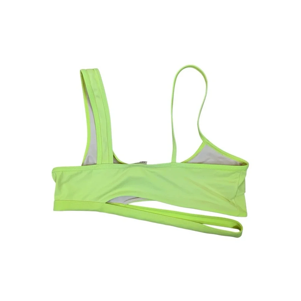 House Of‎ CB Neon Green Bikini Top Asymmetrical Strap Cutout Swim M